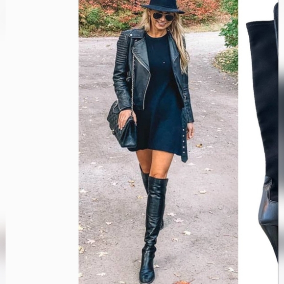 Stuart Weitzman Vigerous Black Nappa Boot Over The Knee Leather ZIP Luxury #116